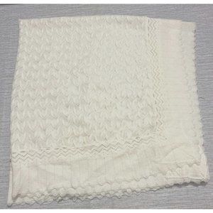 Vintage Acrylic Baby Blanket BabyCrest Delicate Lacy Cheveron White